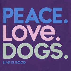 Life is Good. Women's Peace Love Dogs Short Sleeve Crusher Tee, Deep Purple