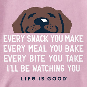 Life is Good. Women's I'll Be Watching You Short Sleeve Crusher Tee, Violet Purple