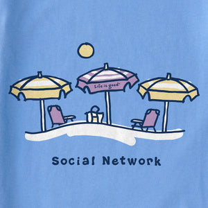 Life is Good. Women's Social Network Umbrellas Short Sleeve Crusher Lite Tee, Cornflower Blue