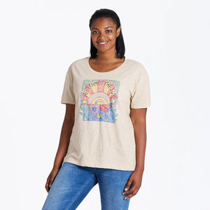 Life Is Good. Women's Here Comes The Sun Hippie SS Relaxed Sleep Tee, Putty White