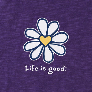 Life is Good. Women's Daisy Heart Mini Textured Slub Tank, Deep Purple
