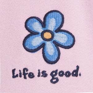 Life is Good Women's Sweet Daisy Simply True Fleece Hooded Tee, Seashell Pink