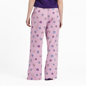 Life is Good Women's Hearts and Paws Snuggle Up Sleep Pants, Violet Purple