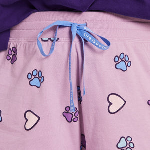 Life is Good Women's Hearts and Paws Snuggle Up Sleep Shorts, Violet Purple