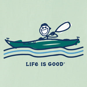 Life is Good. Men's Kayak Jake Short Sleeve Crusher Tee, Sage Green