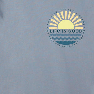 Life is Good. Men's Sunset On The Water Short Sleeve Crusher Tee, Stone Blue