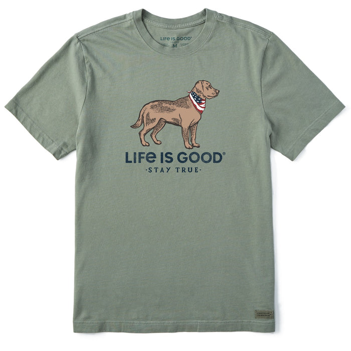 Life is Good. Men's Stay True Dog Short Sleeve Crusher Tee, Moss Green