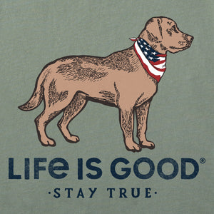 Life is Good. Men's Stay True Dog Short Sleeve Crusher Tee, Moss Green
