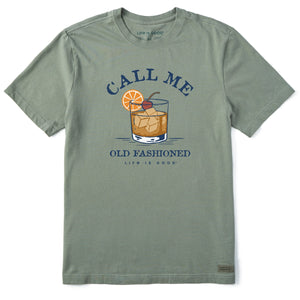 Life is Good. Men's Call Me Old Fashioned Short Sleeve Crusher Tee, Moss Green