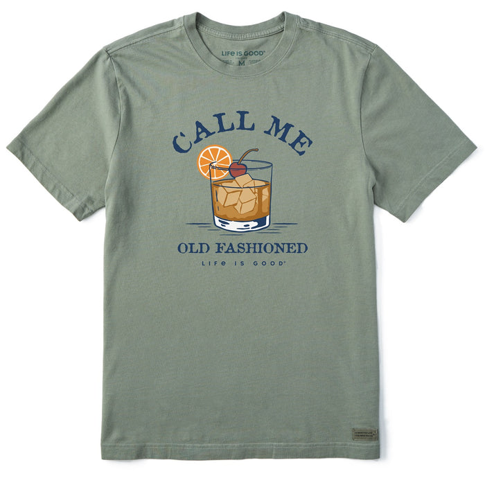 Life is Good. Men's Call Me Old Fashioned Short Sleeve Crusher Tee, Moss Green