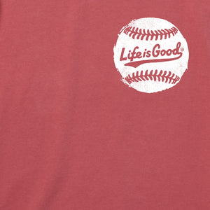 Life is Good. Men's LIG Rustic Baseball Short Sleeve Crusher Tee, Faded Red