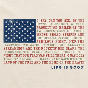 Life is Good. Men's Anthem Flag Short Sleeve Crusher Tee, Putty White