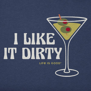 Life is Good. Men's I Like it Dirty Martini Short Sleeve Crusher Tee, Darkest Blue