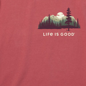 Life is Good. Men's Evergreen Silhouette Short Sleeve Crusher Tee, Faded Red