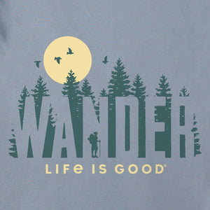 Life is Good. Men's Wander Forest Short Sleeve Crusher Lite Tee, Stone Blue