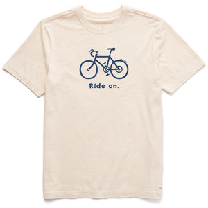 Life is Good. Men's Ride On Short Sleeve Crusher Lite Tee, Putty White