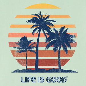 Life is Good. Men's 70's Retro Sun Palms Short Sleeve Crusher Lite Tee, Sage Green