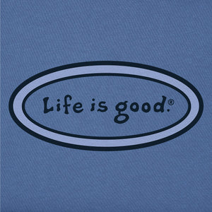 Life is Good. Men's Vintage Oval Short Sleeve Crusher Lite Tee, Vintage Blue