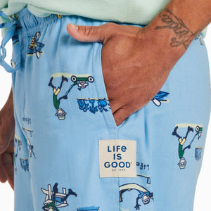Life is Good Men's Jake Summer Pattern Classic Sleep Pants, Cool Blue