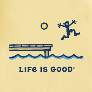 Life Is Good. Kids Jake Dock Jump Short Sleeve Crusher Tee, Sandy Yellow