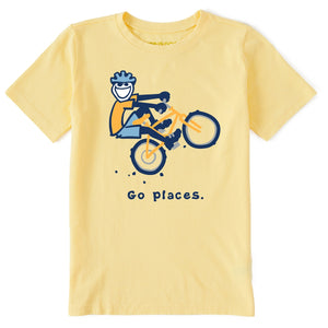 Life Is Good. Kids Go Places Jake Short Sleeve Crusher Tee, Sandy Yellow