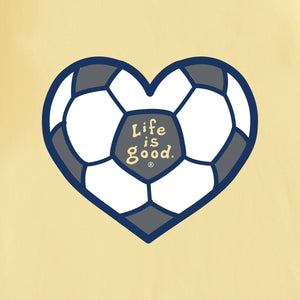 Life Is Good. Kids Soccer Heart Short Sleeve Crusher Tee, Sandy Yellow