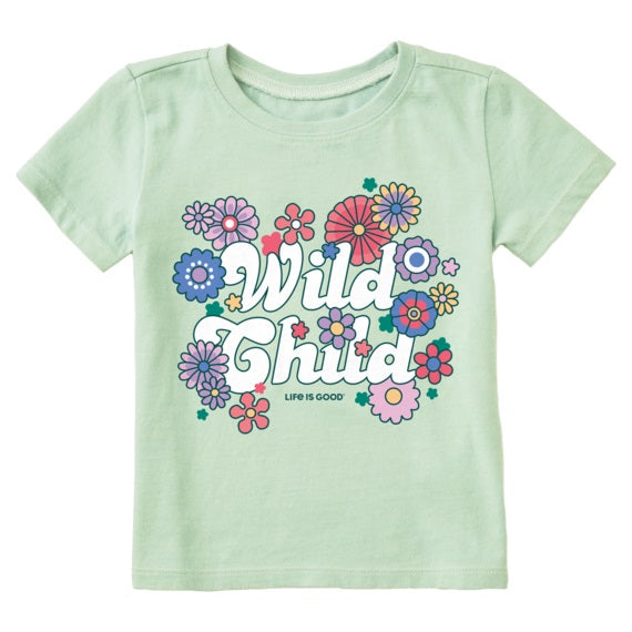 Life is Good. Toddler Hippy Wild Child SS Crusher Tee, Sage Green