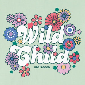 Life is Good. Toddler Hippy Wild Child SS Crusher Tee, Sage Green