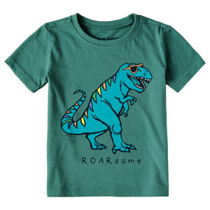 Life is Good. Toddler Rad Roarsome Dino SS Crusher Tee, Spruce Green
