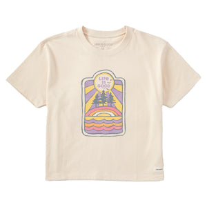 Life is Good Women's Golden Landscap Crusher SS Boxy Tee, Putty White