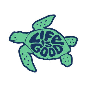 Life is Good. Groovy Turtle Small Die Cut Sticker, Darkest Blue