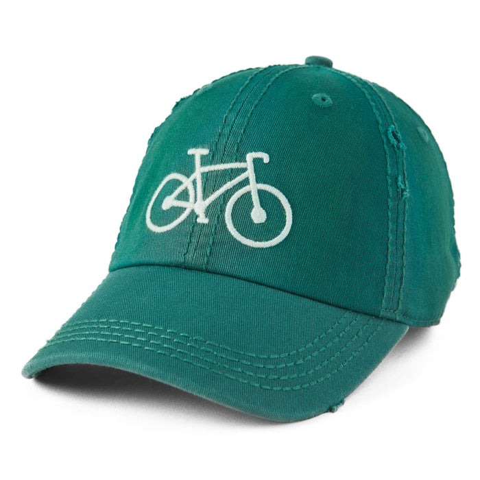 Life is Good Bike More Worry Less Sunwash Chill Cap, Spruce Green