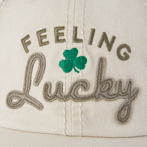 Life is Good Feeling Lucky Today Sunwash Chill Cap, Bone White