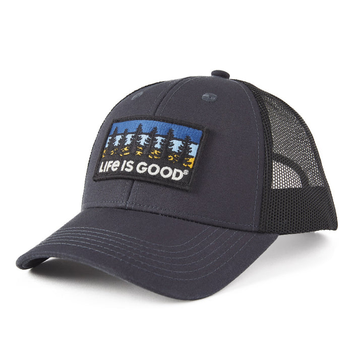 Life is Good Tree Patch Hard Meshback Hat, Jet Black