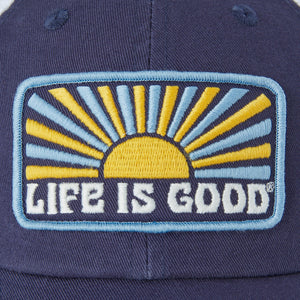 Life is Good Horizontal Sunburst Soft Meshback Cap, Darkest Blue