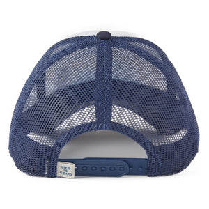 Life is Good Linear Wave Stripe Trucker Hat, Cloud White