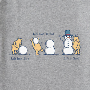 Life is Good. Women's Life Isn't Easy Winnie Long Sleeve Crusher Tee, Heather Gray
