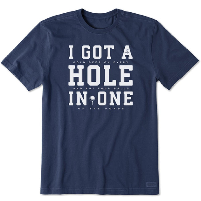 Life is Good. Men's I Got A Hole In One SS Crusher-Lite Tee, Darkest Blue
