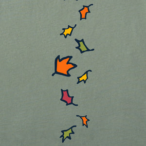 Life is Good. Women's Winnie I love Fall Most of All Long Sleeve Crusher Tee, Moss Green