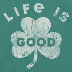 Life is Good. Women's LIG Bold Shamrock Short Sleeve Crusher Tee, Spruce Green