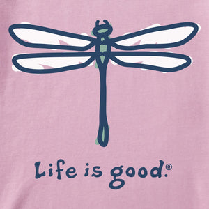 Life is Good. Women's Dragonfly SS Crusher Vee, Vintage Purple