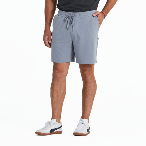 Life is Good. Men's Solid Crusher-FLEX Shorts, Stone Blue