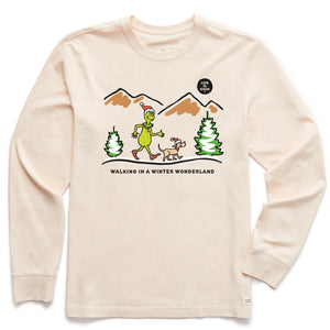 Life is Good. Men's Grinch And Max Wild Side Long Sleeve Crusher Tee, Putty White