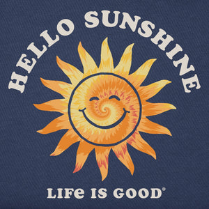 Life is Good. Women's Groovy Hello Sunshine Sun SS Crusher Tee, Darkest Blue