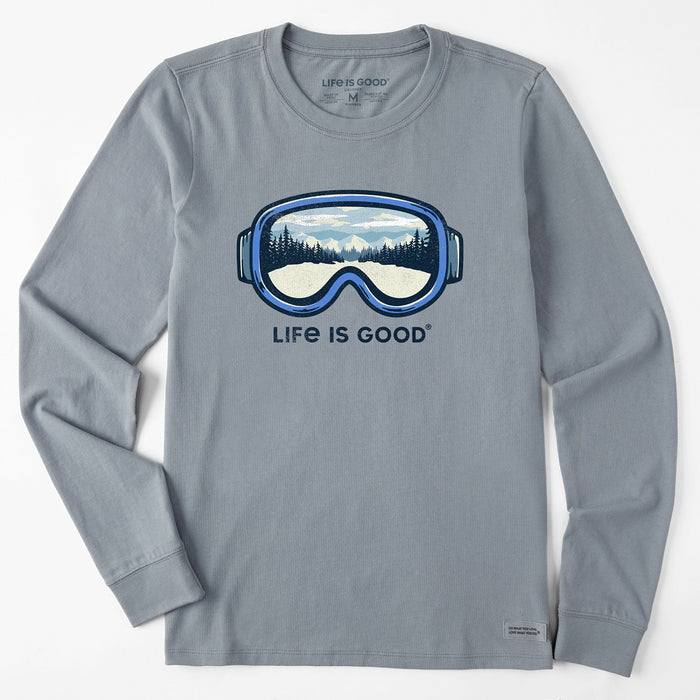 Life is Good. Women's Goggles Trail View LS Crusher Tee, Stone Blue