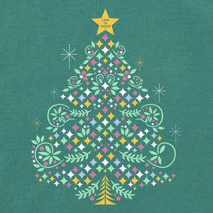 Life is Good. Women's Christmas Tree Sparkles LS Crusher Vee, Spruce Green