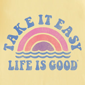 Life is Good. Women's Take It Easy Rainbow Waves Crusher Tank, Sandy Yellow