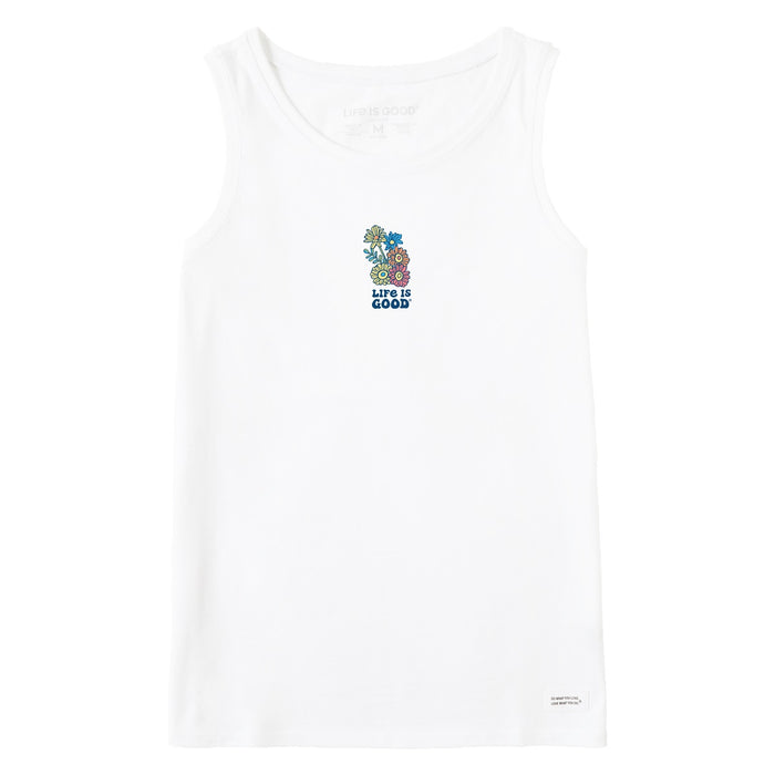 Life is Good. Women's Groovy Flowers Crusher Tank, Cloud White