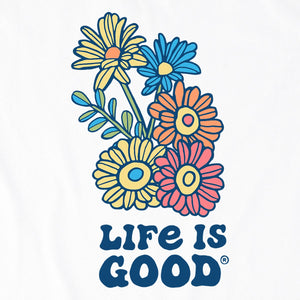 Life is Good. Women's Groovy Flowers Crusher Tank, Cloud White