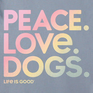 Life is Good. Women's Peace Love Dogs LS Crusher-LITE Vee, Stone Blue